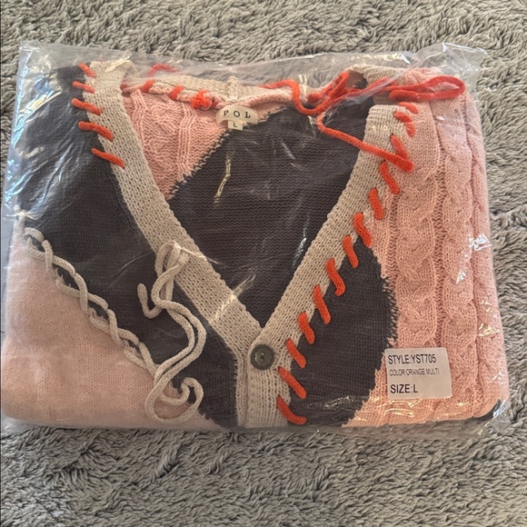 POL NEW Stitch Color Block Knit Cardigan Size L - Picture 10 of 10